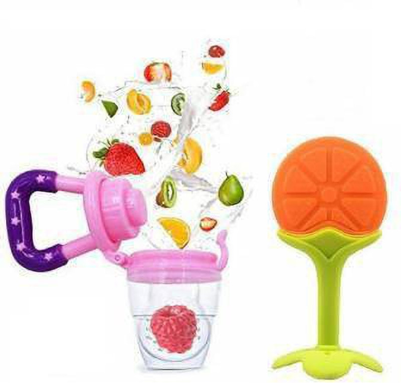 little whiskey BABY PURPLE FRUIT FEEDER AND ORANGE TEETHER COMBO Teether and Feeder (Purple, Orange) Soother(Multicolor)