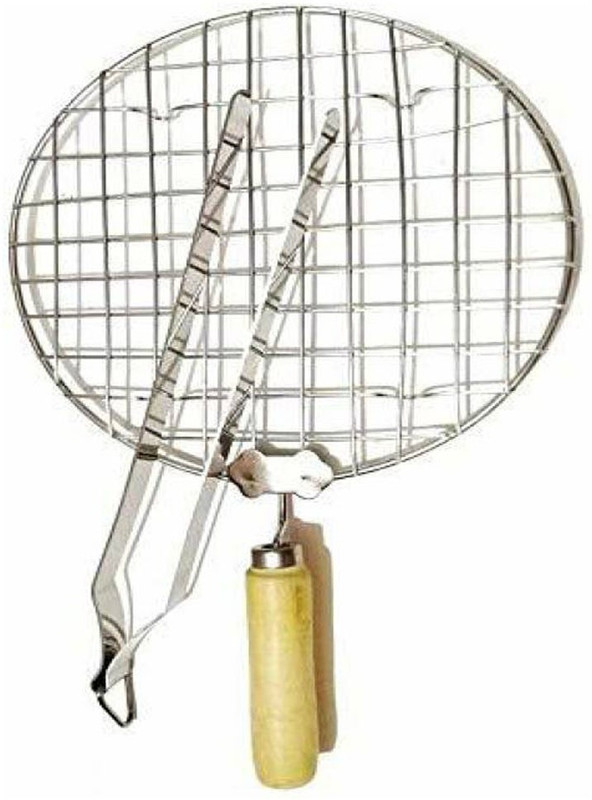 AMNEE RC45 Round Roasting Net with Steel Chimta 19 cm, 30 cm Roasting Tong Set(Pack of 2)