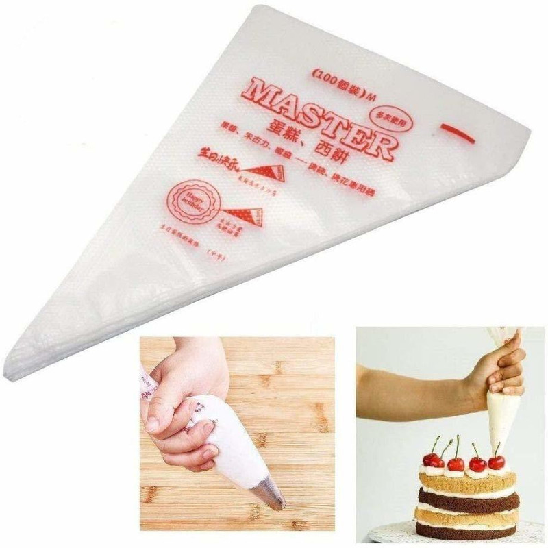 Naama Polythene Icing Piping Bags for Decorating Cream Cake Pastry Cupcake 100Pc Disposable Piping Bag(Pack of 1)