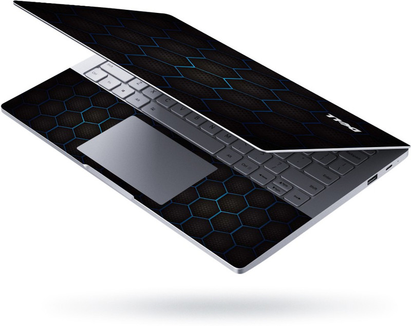 Techfit HD Printed Laptop Skin Full Panel Decal Sticker Vinyl for all Size Laptops upto 15.6 inch No Residue, Bubble Free - Dell Blue Octagon Black Honeycomb Self Adhesive Vinyl Laptop Skin Compatible for 15.6 inch(Theme: NA)