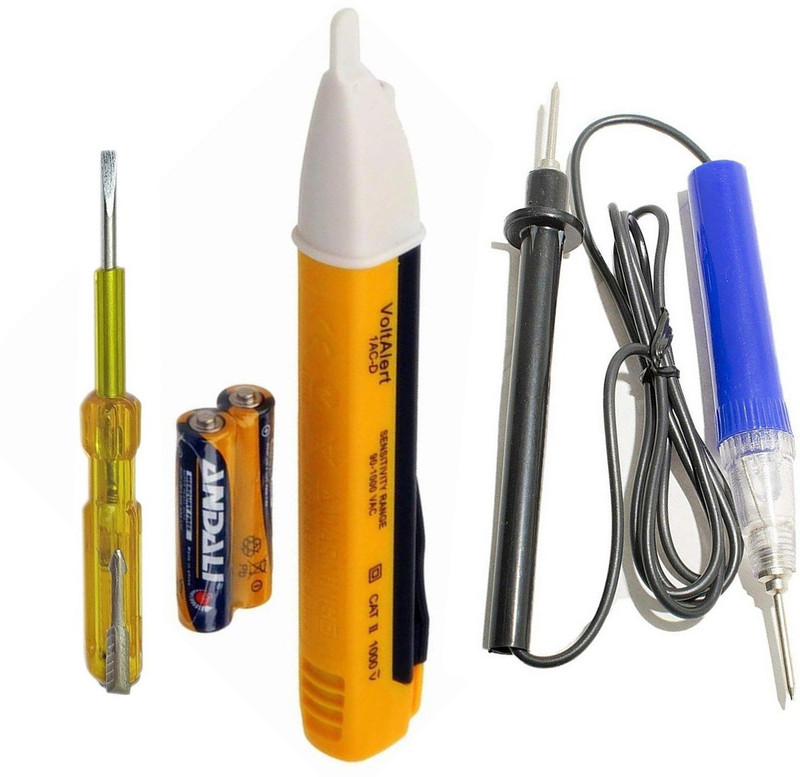 Inditrust Heavy Duty Three type Electric Tester 1pc Voltage Alert 1pc Continuity Tester and 1pc Electric Tester (Pack of 3pcs) Analog Multimeter(2000 Counts)