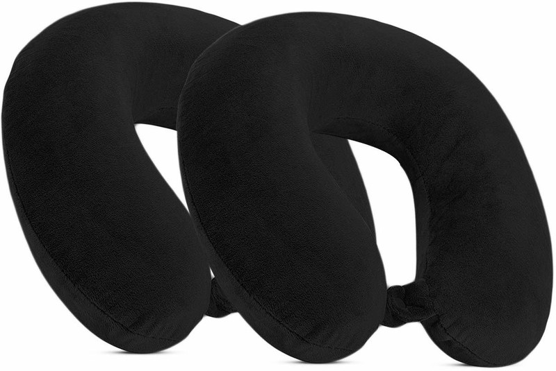 AUCTIMO Micro Fiber U-Shaped Soft Travelling Pillow Set of 2 Neck Pillow Neck Pillow , Best for Cervical Support, Travel Pillow combo offer, Neck Cushions Neck Pillow(BLACK)