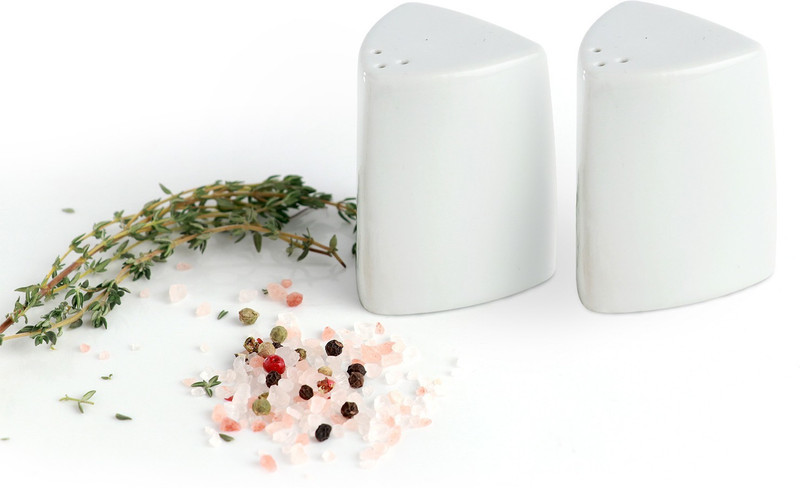Urban Snackers Pepper & Salt Pot Pack-2 Porcelain Traditional Pepper Mill(White, Pack of 2)