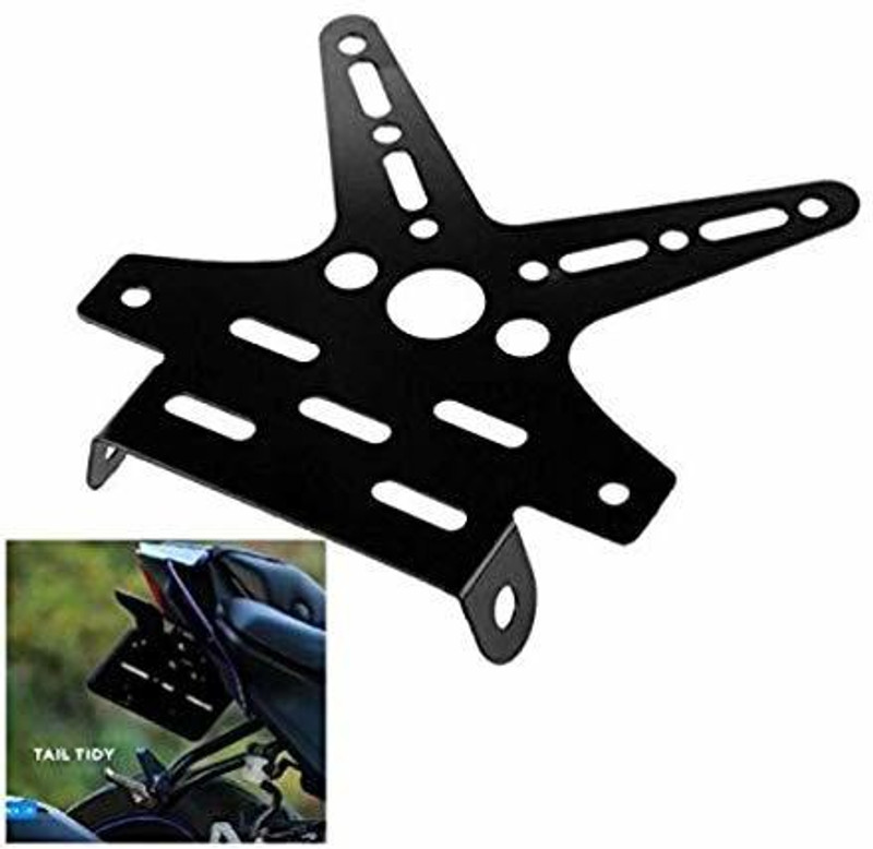 Vagary Adjustable Tail Tidy Number Plate Holder/License Plate Holder Bracket for Yamaha R15 V3 (Black) Bike Number Plate(Aluminium 10 cm  x  15 cm)