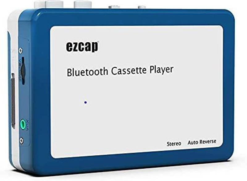 microware Bluetooth Cassette to MP3 Cassette Portable Cassette Player with Bluetooth Transmitter Walkman Player ezcap215 Digital Files for Laptop PC MP3 Player(Blue, White, 2.4 Display)