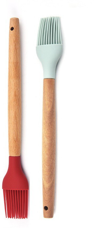 Giffy 28 cm Long (Set of 3) Silicone Basting Brush with Wood Handle Kitchen Cooking Applying Butter/Oil Silicone Flat Pastry Brush(Pack of 3)