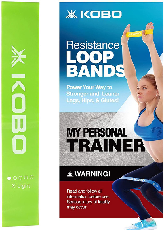 KOBO Resistance Loop Bands Level 1 with Workout Guide Booklet (IMPORTED) Resistance Band(Green, Pack of 2)