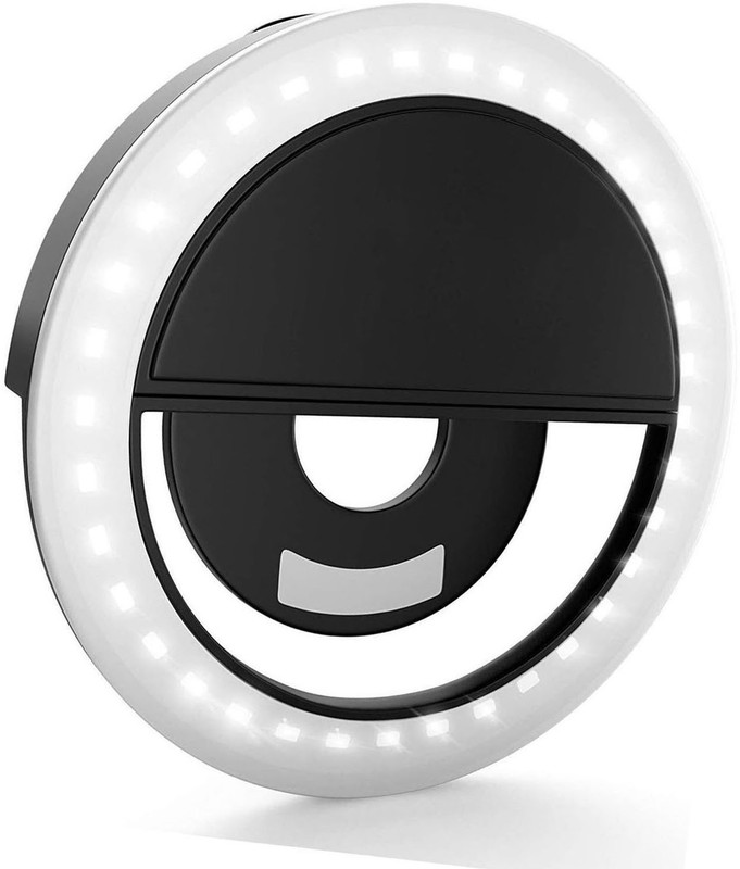 NVIRAV Selfie Ring Light with for Live Stream/Makeup, Mini Led Camera Ringlight for YouTube Videos/Photography Ring Flash(Black)