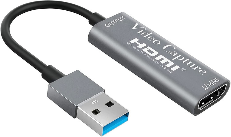 microware Audio Video Capture Card with Cable, 4k HDMI Capture, USB 3.0 Game Capture Card 1080P Capture Adapter Directly Record for Streaming, Live Broadcasting, Video Conference, Teaching, Gaming Media Streaming Device(Grey)