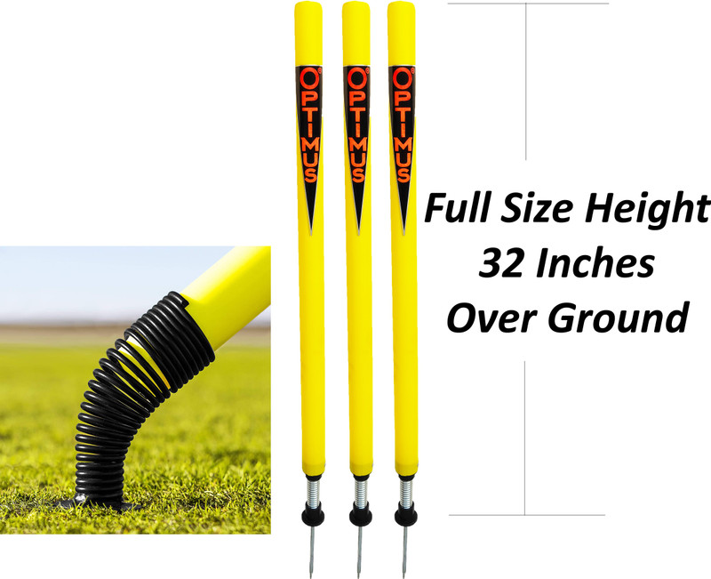 Optimus Cricket Plastic Target Stump Wicket 3 Pcs-Flexible Steel Spring & Ground Spike(Yellow)