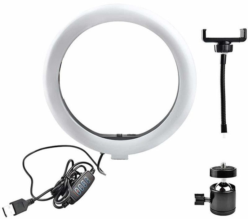 MOBONE ® Ring Light 10" Inches Big LED Ring Light for Photo and Video & 3 Coloring Brightness Level Compatible All Mobiles & Camera 3600 lx Camera LED Light