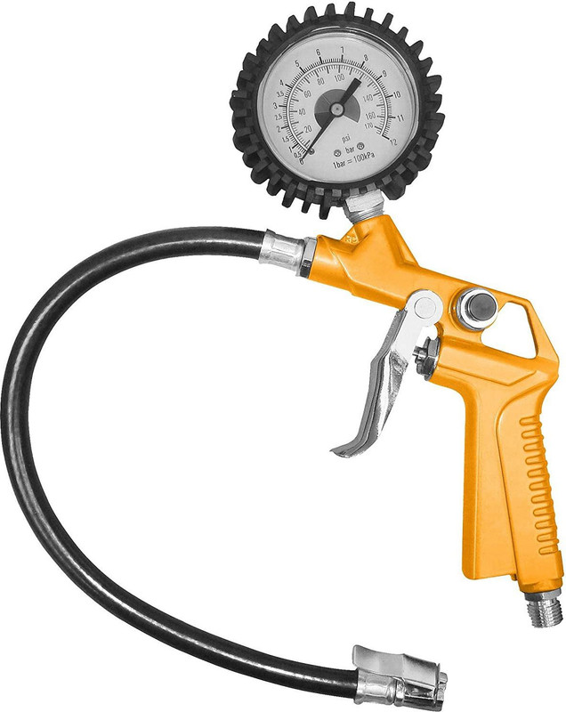 GSK Cut Analog Tire Pressure Gauge Tire Inflator with Pressure Gauge Gun Large Dial 2.5Inch for Cars & Bikes(123 PSI)