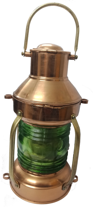 Simrah Green Brass, Glass Hanging Lantern(25 cm X 15.5 cm, Pack of 1)