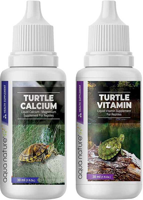Aquanature Special Combo Turtle Vitamin & Turtle Calcium Health Supplement 30ml Each Pet Health Supplements(30 ml)