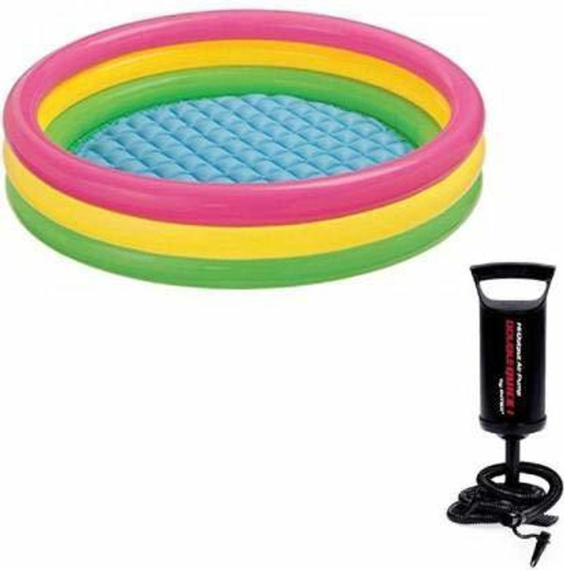 Trade Globe Combo 3 FT Inflatable Pool for Kids with AIr Pump - ( Water Capacity of 68 litres & 8Kg Weight of Child )(Multicolor)