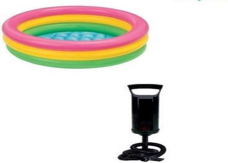 YOUNG STAR (USA*BOLD-35) BEST SELLER,PEOPLE CHOICE PREMIUM QUALITY 2 FEETS(61 CM) WIDTH AND 22CM HEIGHT ,THREE COLOUR WATER BATH TUB POOL FOR YOURS LOVLY KIDS AND BABY WITH AIR PUMP.AGE 0-3 YEARS. Inflatable Swimming Pool, Inflatable Toy Pump(Multicolor)