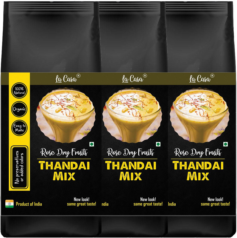 La Casa Premium Rose Dry Fruits Thandai Mix | Combo Pack of 3 | Contains Almonds, Pistas, Elaichi, Fennel & Rose Petals |(3 x 350 g)