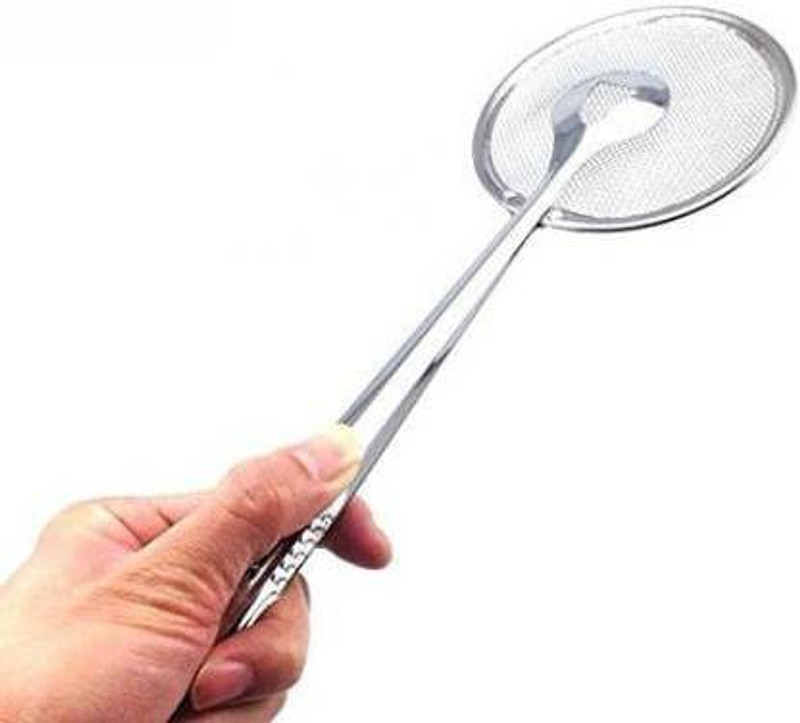 ELEGANTSTYLER Multi Functional Filter Spoon Oil Fry Strainer Collapsible Strainer (Steel) 19 cm NA Tongs(Pack of 1)