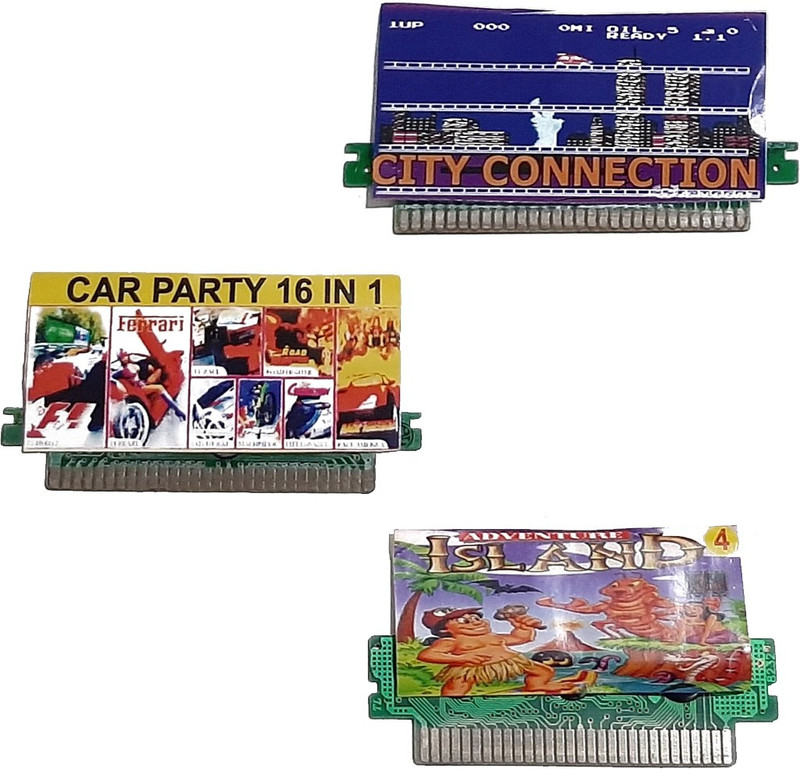 PTCMart 8 bit game cassettess like { car party 16 in 1 } { island 4 } { city connection }  Gaming Accessory Kit(Mullticolour, For Wii)