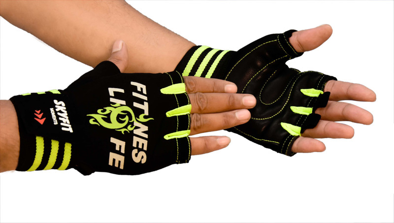 SKYFIT genuine Heavy grip Gym Sports Gloves Gym & Fitness Gloves(Black, Blue)