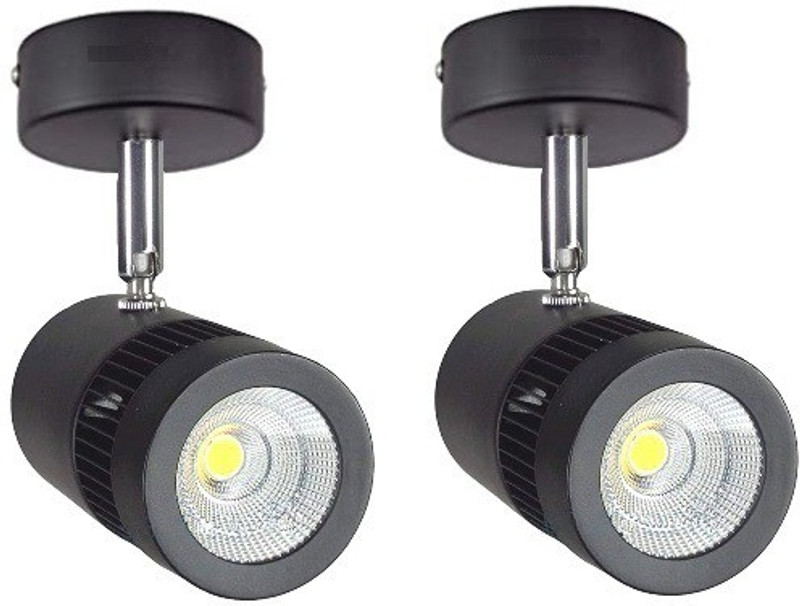 Hybrix HQ LED Spot Light, Surface Track light (9 WATT) Picture Light, Focus Light, Down Light, Super Bright COOL White Light Color, Bridge-Lux Optical COB LED, Spot Adjustable , Aluminum Heat Sink (PACK OF 2) Track Light Ceiling Lamp(Black)