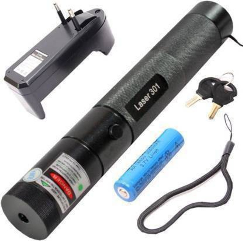 SERVEUTTAM 5 Mile Powerful Laser 303 Adjustable Focus 532nm Green Laser Light Flashlight Laser Pointer Pen for Hunting (532 nm, Green)(532 nm, BLACK)