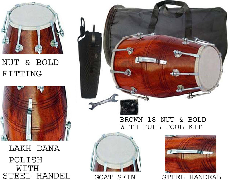 RAM musical Bag>Balt>Spinner Nut & Bolts Dholak(Brown)