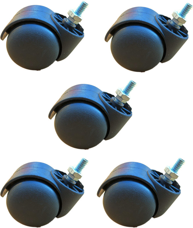 Biway Twin Castor Wheels Threaded Set of 5 Pieces for revolving Chairs and Other revolving Products. Appliance Furniture Caster(Pack of5)