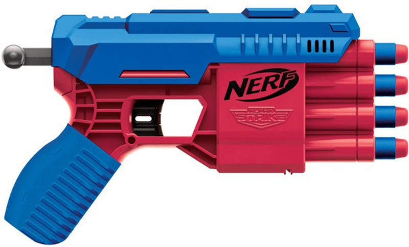 Nerf Alpha Strike Claw QS-4 Blaster and 4 Official Elite Foam Darts -4-Dart Blasting - Easy Load-Prime-Fire Guns & Darts(Multicolor)