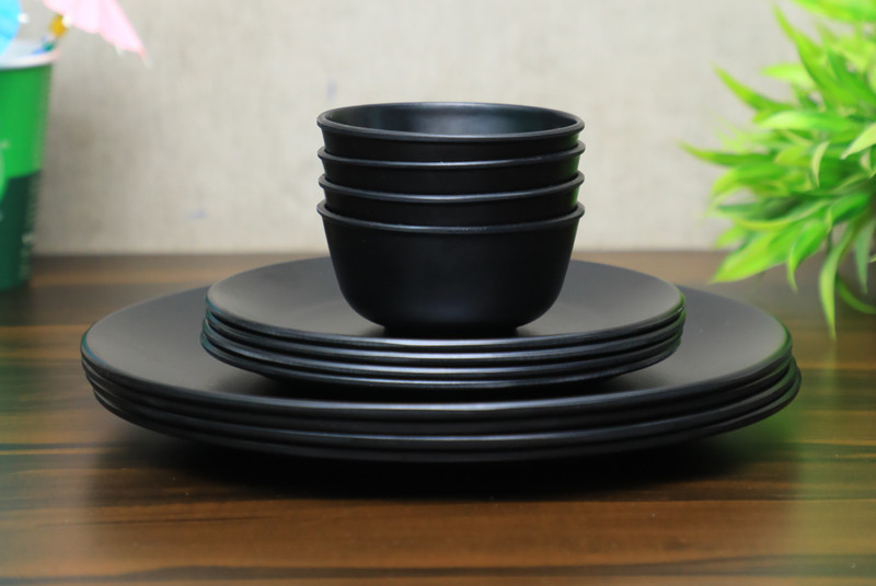 GREENLAND ENTERPRISE Pack of 12 Opalware MELAMINE DINNER SET Dinner Set(Black)