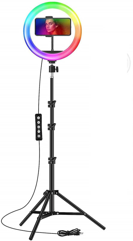 Webilla RGB Ring Light 7 Feet Tripod Phone Holder|3 Light Modes Warm Cool Light 26 RGB Color & 13 Dynamic Speed Flash Mode for Live Stream/Makeup, 10-Level Brightness 360? Rotating for iPhone & Android Ring Flash(Multicolor)