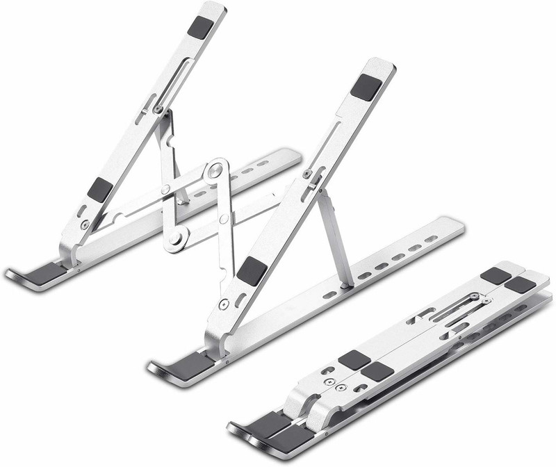 JHAJI Anti Slip Stand Supports laptops up to 43.18cm (17") with 7 Adjustable Levels Aluminium Desk Stand Rotatable Laptop Stand with Adjustable Height Compatible with 40 - 44cm Laptops(Silver)