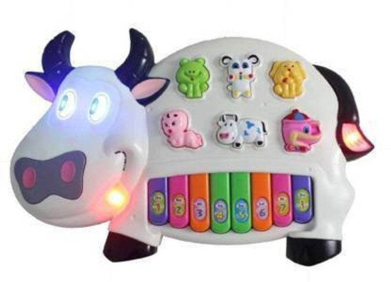 JVTS Cow Musical Piano with 3 Modes Animal Sounds, Flashing Lights & Wonderful Music.(Multicolor)