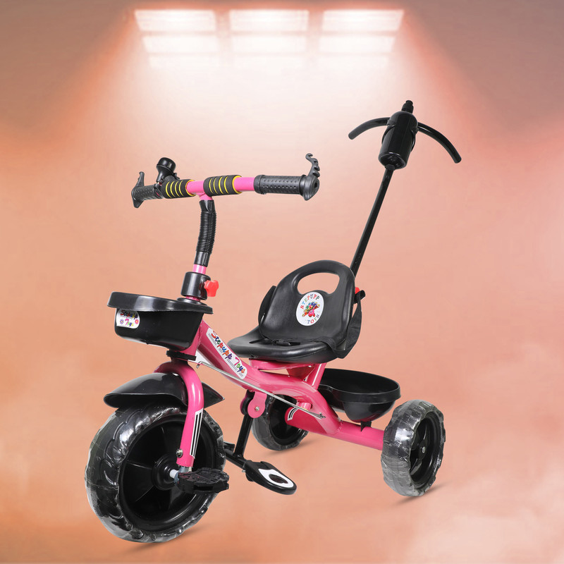 Kayoksh KY PINK HANDLE FRONT AND BACK BASKET FOR KIDS AND CHILDREN-13 Tricycle(Pink, Black)
