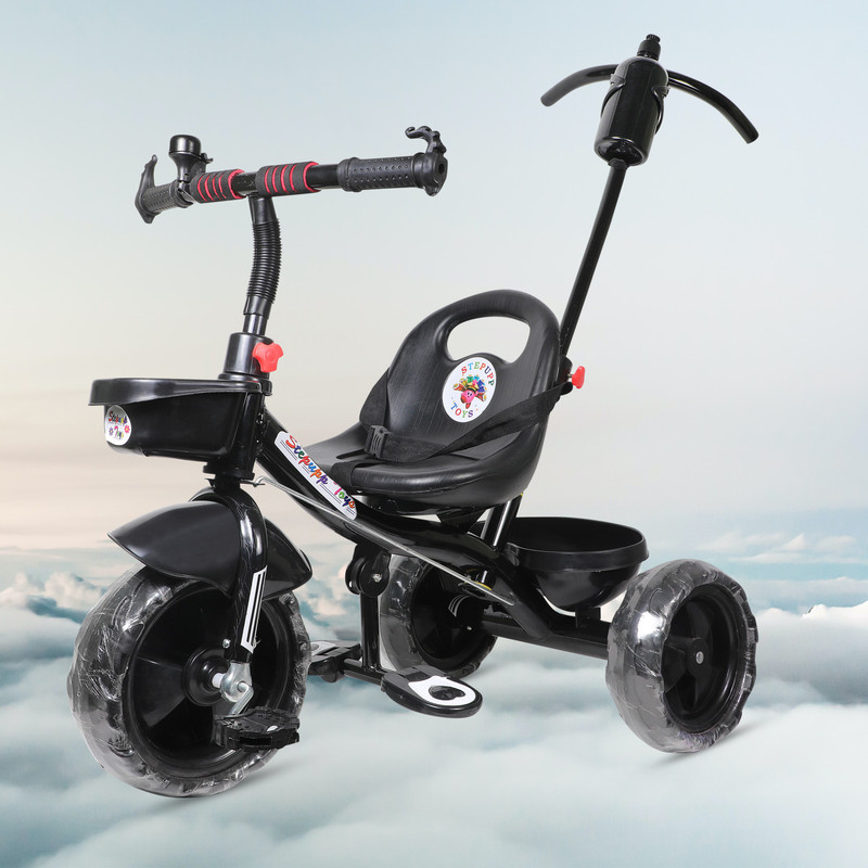 Stepupp STP G BLACK HANDLE FRONT AND BACK BASKET FOR TODDLERS-05 Tricycle(Black)