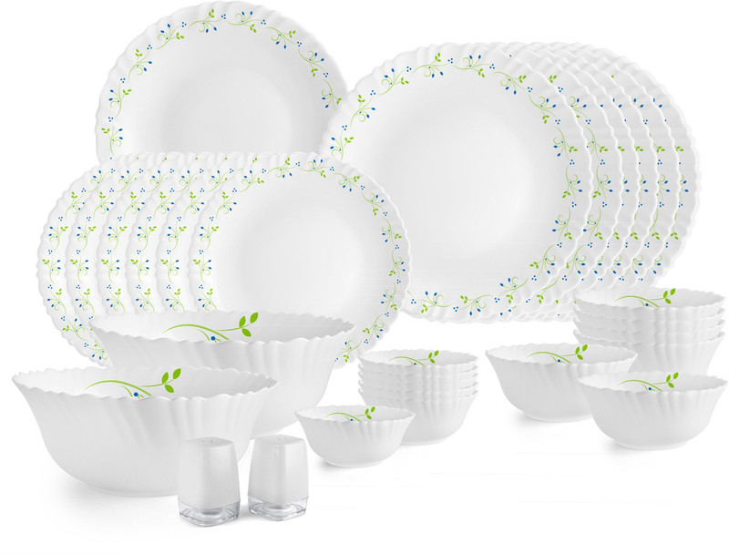 cello Opalware Dazzle Tropical Lagoon 37 PC dinner set Dinner Set(Multicolor, Microwave Safe)