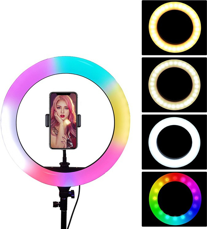 Wrapo New RGB 10 Inch Ring Light Colorful Professional Photography Dimmable Studio Lighting for Live Streaming, Advertising Photography, Video shooting Ring Flash(Multicolor)