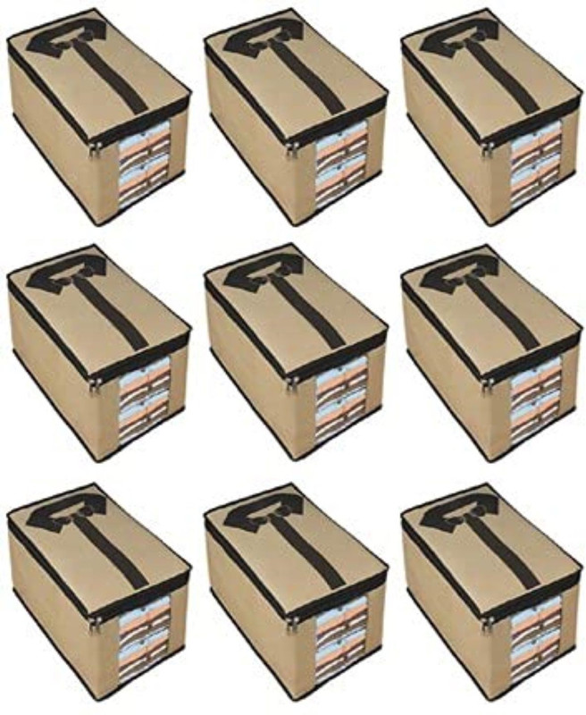 wini krafts 12 beige T-Shirt Covers Storage Bags for wardrobe Organizer, Shirts Organiser and Clothing Box For Closet Clothes, Non-Woven, Pack of 12 beige 12(Beige)
