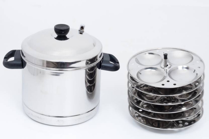Felcon Stainless Steel 6 Plates Idly Maker (4 Cavities) Each Makes 24 Delicious Idli Induction & Standard Idli Maker(6 Plates , 24 Idlis )
