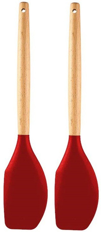 P-PLUS INTERNATIONAL PPLUS_WOOD_SPTL B_PINK_2 Mixing Spatula(Pack of 2)