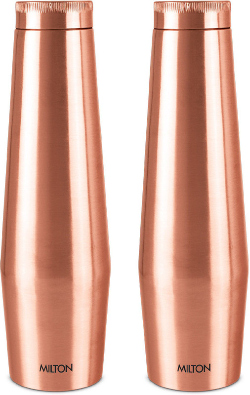 MILTON Copper Crown 1100 Water Bottle, Set of 2, 1.09 Litre Each 1090 ml Copper Bottle(Pack of 2, Copper)
