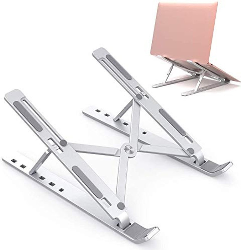 PRAYAN ENTERPRISE Laptop Tabletop Stand/Computer Tablet Stand 6 Angles Adjustable Aluminum Laptop Tabletop Stand/Computer Tablet Stand Aluminium Floor and Desk Stand Rotatable Laptop Stand with Adjustable Height Compatible with Universal Laptops(Silver)