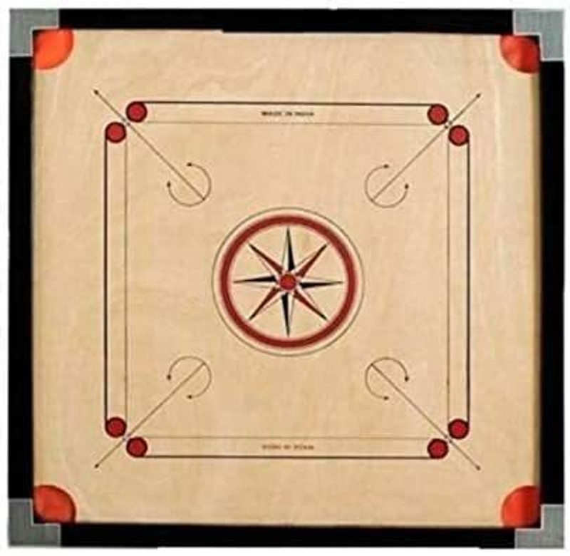HACKERX 32 inch carrom, 1.5 inch border, wooden coins, striker, powder 80 cm Carrom Board(Beige)