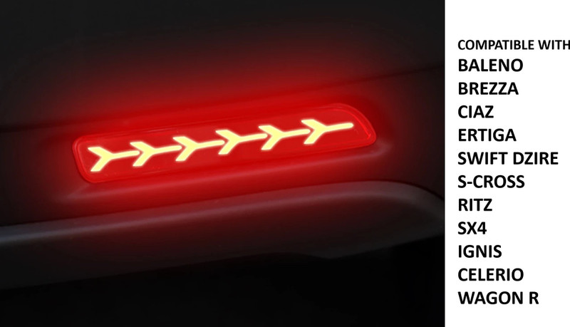 JGJ Imported Quality Car LED Rear Bumper Reflector/DRL/ Light/Parking light with Wiring Compatible with Maruti Suzuki Baleno, Brezza, Ciaz, Ertiga, S-cross, Ritz , Dzire ,SX4, Ignis, Celerio and Wagon R (2 Pc Set) Car Reflector Light(Red, Black)