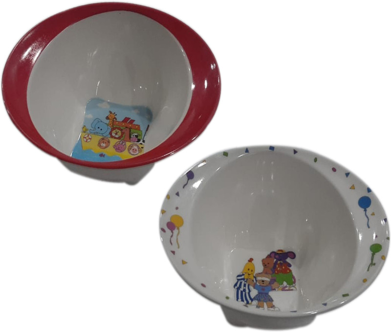 zido (Pack of 2) Premium Quality Multipurpose Cartoon Character Design Bowls for serving (Animal Family and Smile Joker).  - Melamine(Multicolor)