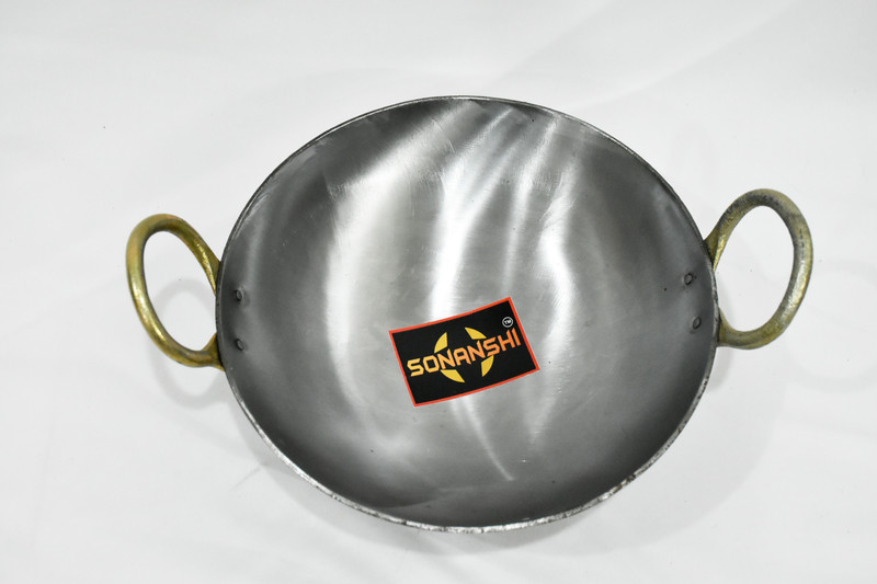 Sonanshi Iron/loha/lokhand Kadhai 10 inch/1.80ltr Ideal for Cooking Frying with Large Handle Kadhai Handi 1.8 L(Iron)