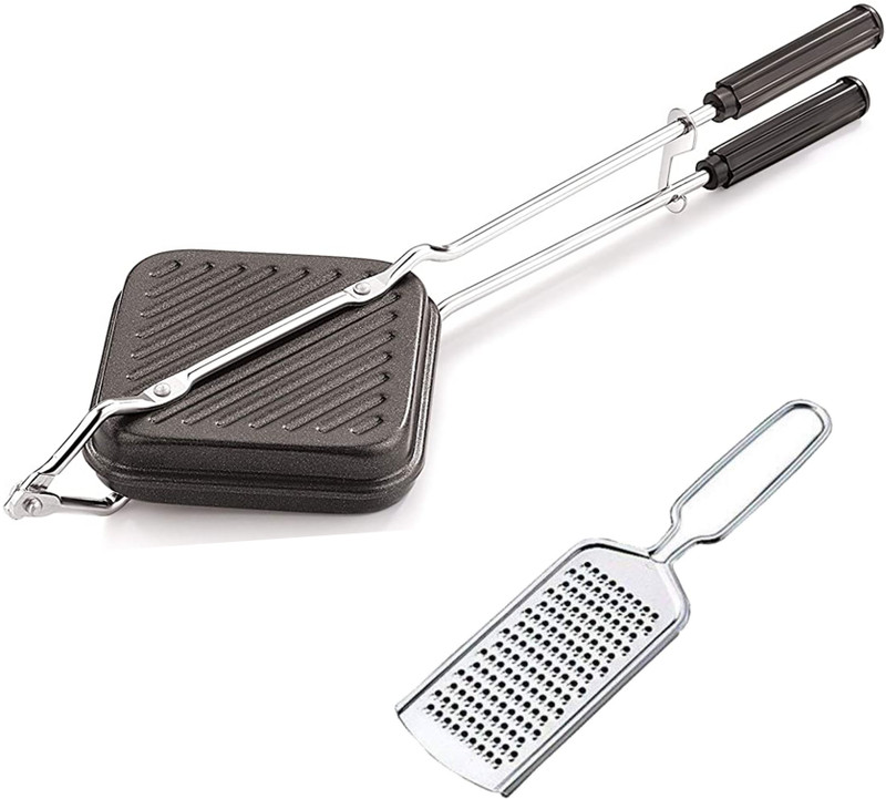 Brittneymart Nonstick Grill Sandwich Toaster & Cheese Grater Grill Sandwich Maker(Black)