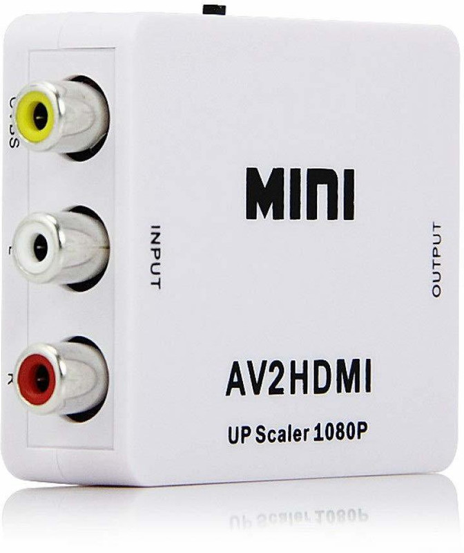 microware TV-out Cable MINI AV2HDMI UP SCALER 1080P HD Video Converter(White, For Computer)