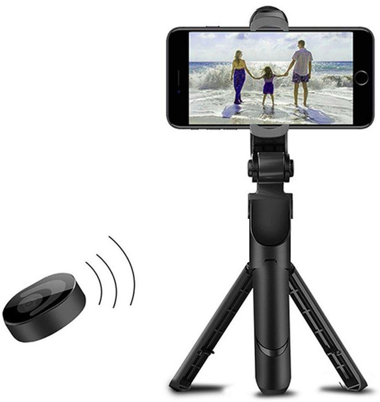 Planetoid Top sale 2 in 1 Wireless Bluetooth Foldable XT-02 Mini Tripod Extendable Monopod, Tripod, Tripod Bracket, Tripod Kit(Black, Supports Up to 500 g)