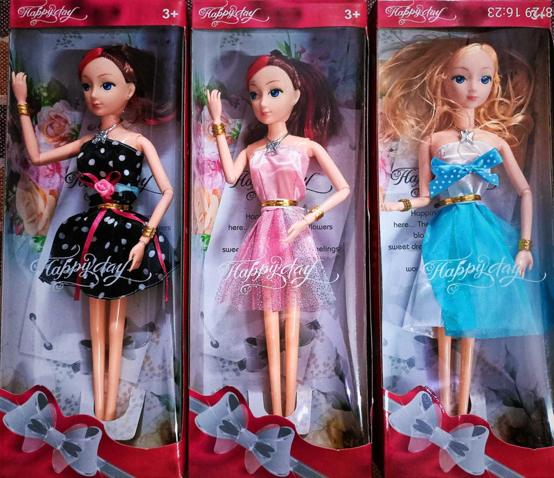 Cri8Hub Girls Look Durable Fashion Doll Hand & Legs Movable Doll Toy for Kids 25Cm (Color & Dress Maybe Very) [Age-3+] (Pack of 3)(Multicolor)